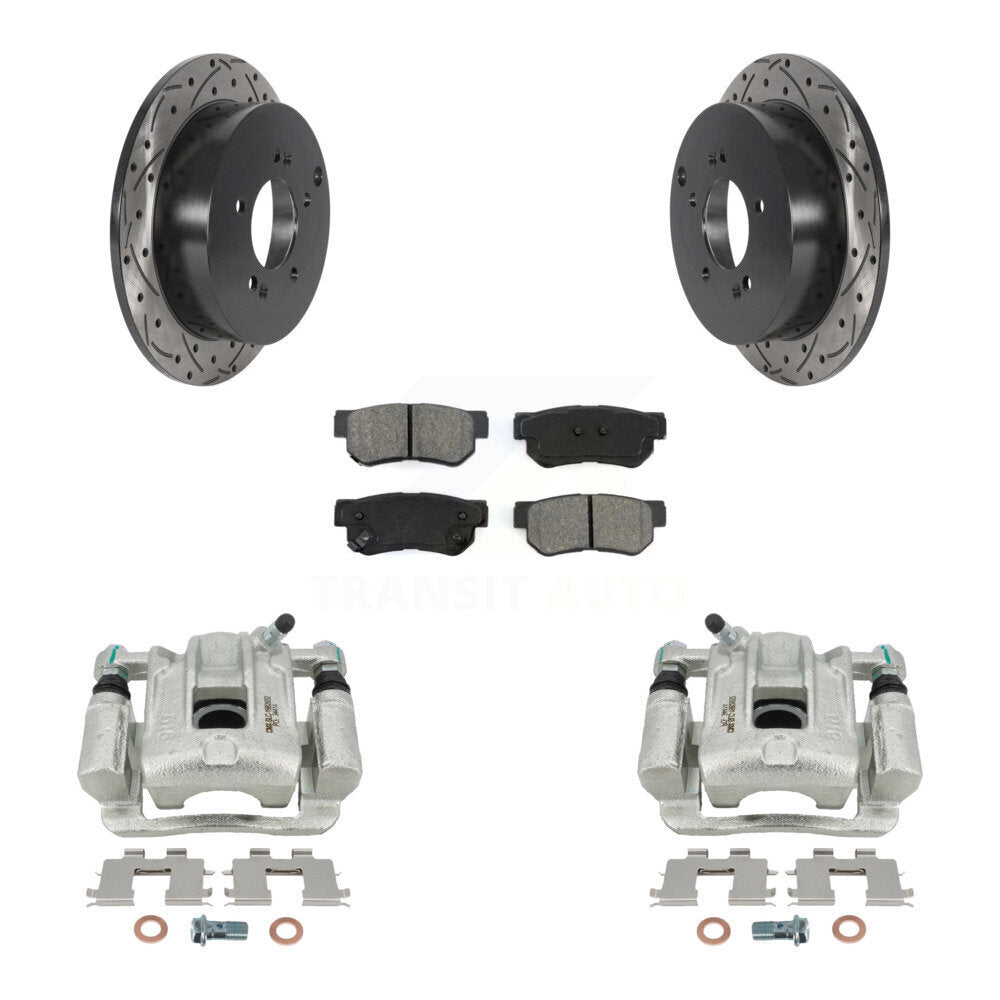 Kit de plaquettes semi-métalliques pour étrier de frein arrière, Rotor à fente percé, pour Hyundai Santa F