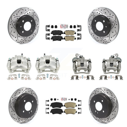 Kit de plaquettes en céramique pour perceuse à étrier de frein avant et arrière, Rotors fendus, pour Hyundai Accen