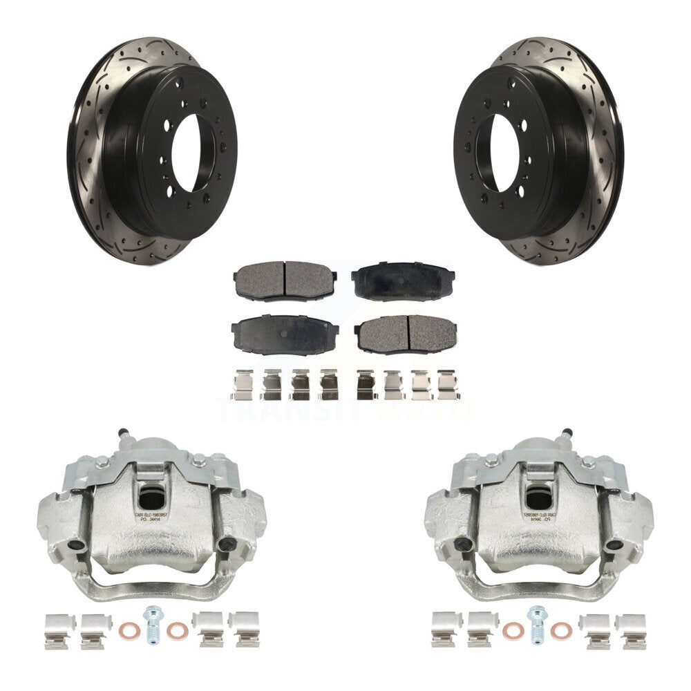 Kit de plaquettes semi-métalliques de Rotor de fente de forage d'étrier de frein arrière pour Lexus LX570 Toyot