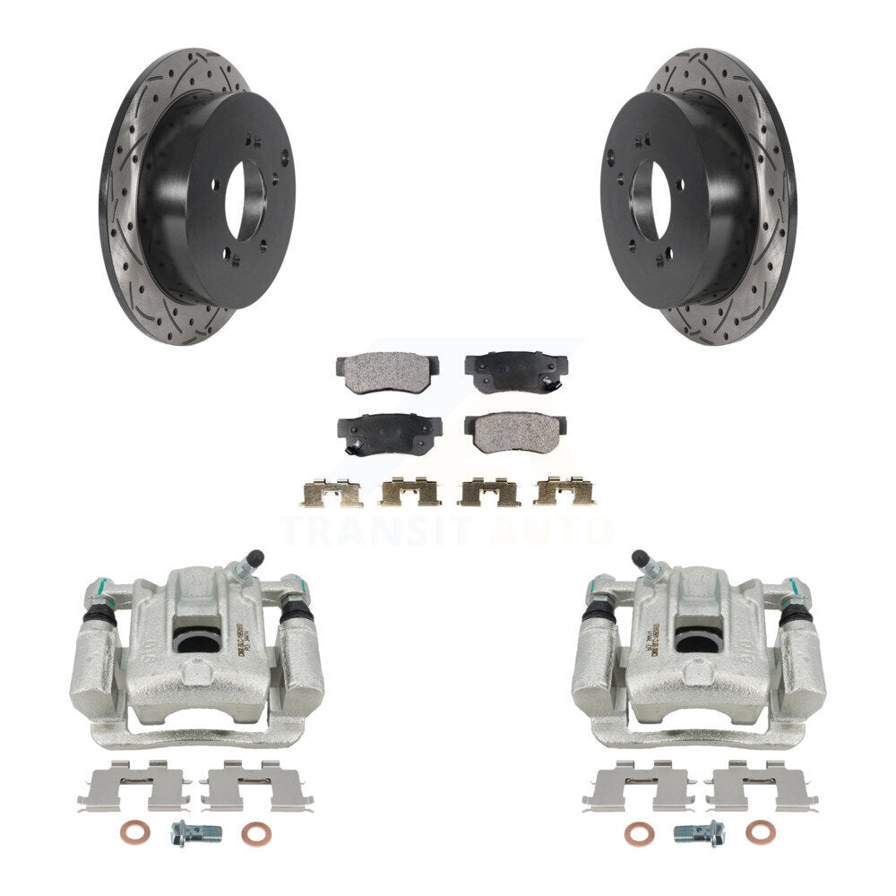 Kit de plaquettes semi-métalliques pour étrier de frein arrière, Rotor à fente percé, pour Hyundai Santa F