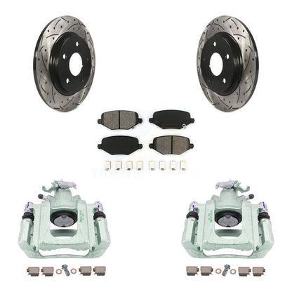 Kit de plaquettes semi-métalliques pour perceuse à étrier enduit de frein arrière, rotors fendus pour Ram C/