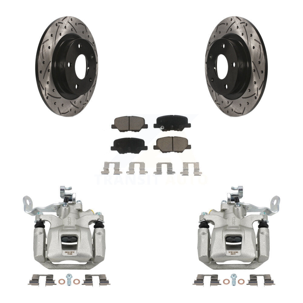 Kit de plaquettes en céramique de Rotor de fente de foret d'étrier enduit de frein arrière pour Mazda 2014-2015