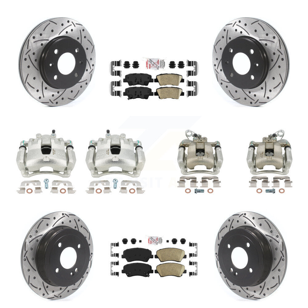 Kit de plaquettes en céramique pour étrier de frein avant et arrière, Rotors fendus (10 pièces) pour Kia Ri