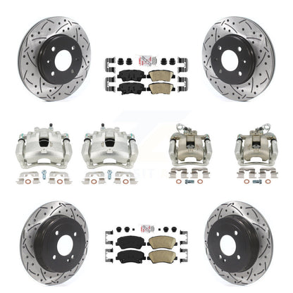 Kit de plaquettes en céramique pour étrier de frein avant et arrière, Rotors fendus (10 pièces) pour Kia Ri