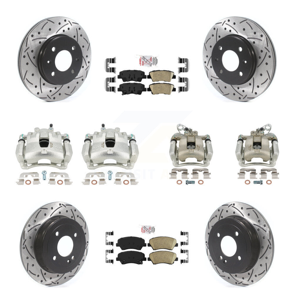 Kit de plaquettes en céramique pour étrier de frein avant et arrière, Rotors fendus (10 pièces) pour Kia Ri