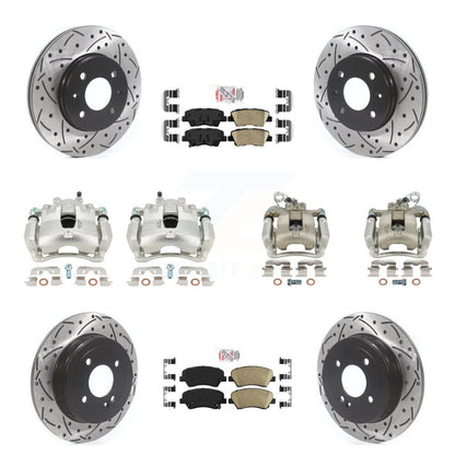 Kit de plaquettes en céramique pour étrier de frein avant et arrière, Rotors fendus (10 pièces) pour Kia Ri