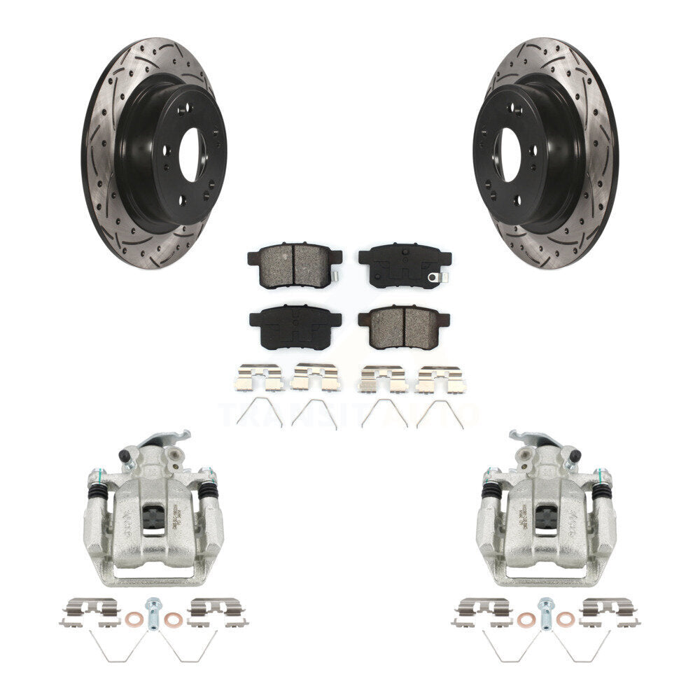Kit de plaquettes semi-métalliques de Rotor de fente de forage d'étrier de frein arrière pour Honda Accord Acur