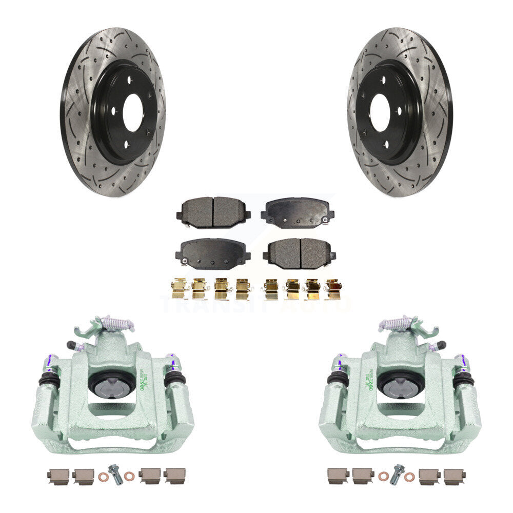 Kit de plaquettes semi-métalliques pour perceuse à étrier enduit de frein arrière, rotors fendus pour Ram C/