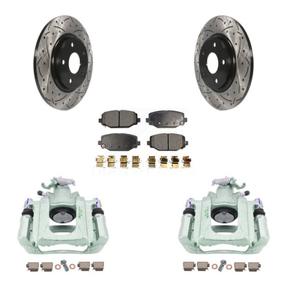 Kit de plaquettes semi-métalliques pour perceuse à étrier enduit de frein arrière, rotors fendus pour Ram C/