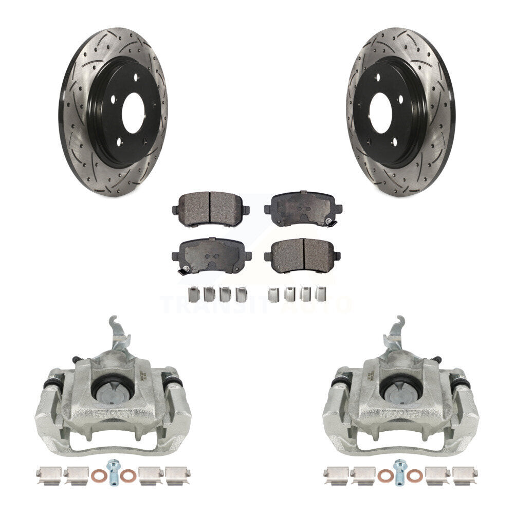 Kit de plaquettes semi-métalliques de Rotor de fente de foret d'étrier de manteau de frein arrière pour Dodge Journe