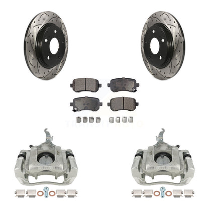 Kit de plaquettes semi-métalliques de Rotor de fente de foret d'étrier de manteau de frein arrière pour Dodge Journe