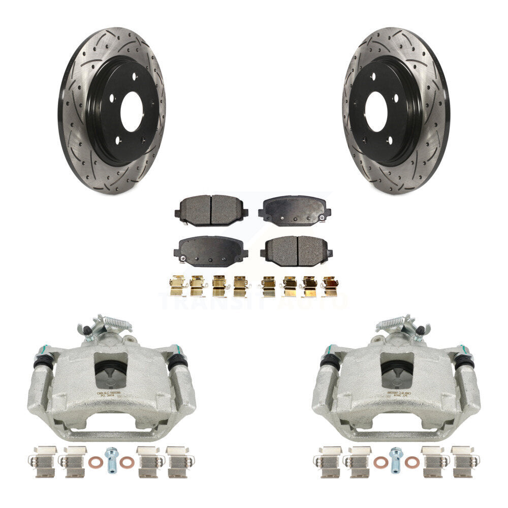 Kit de plaquettes en céramique de Rotor de fente de foret d'étrier de manteau de frein arrière pour Dodge Grand Carava