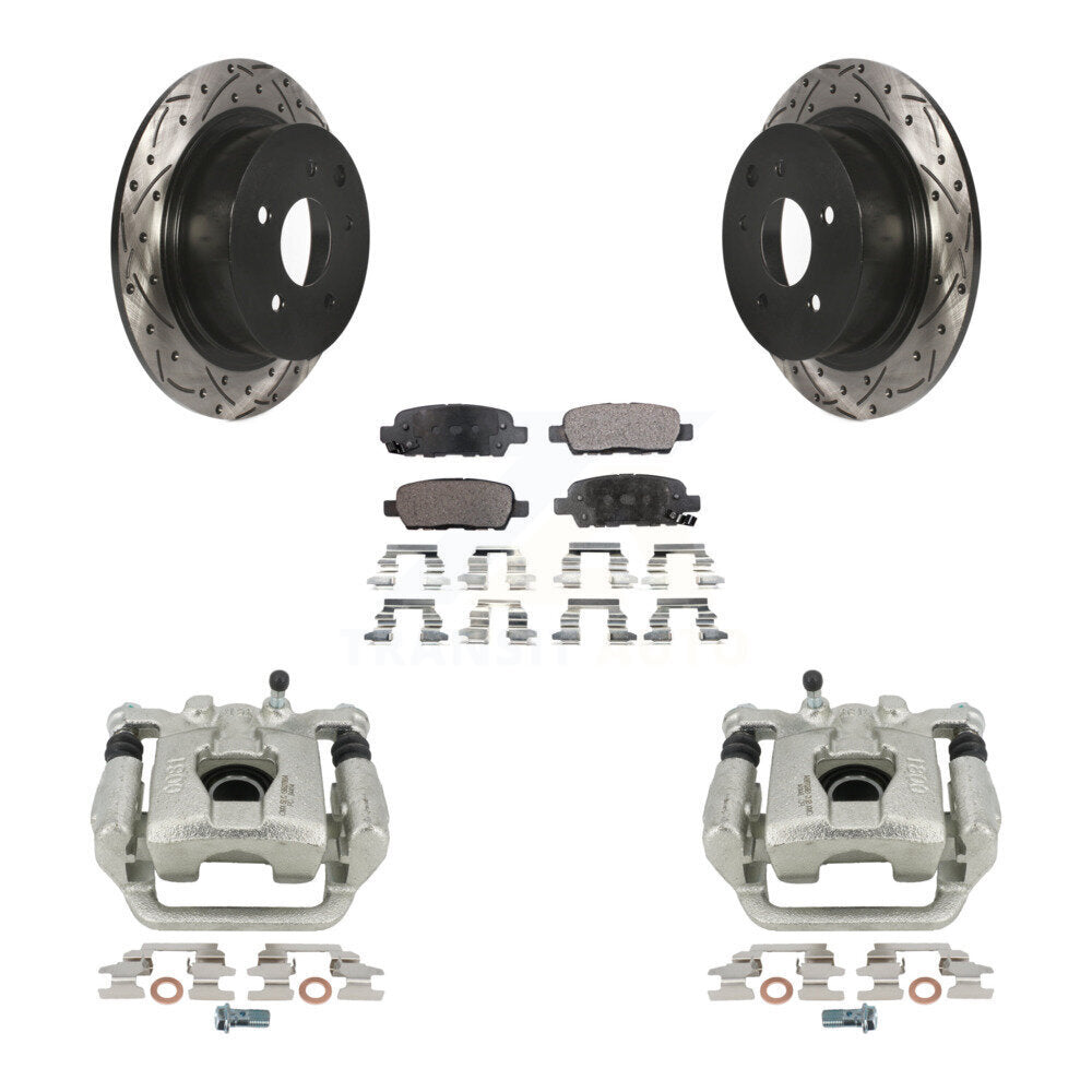 Kit de plaquettes semi-métalliques de Rotor de fente de foret d'étrier de manteau de frein arrière pour Nissan Altim