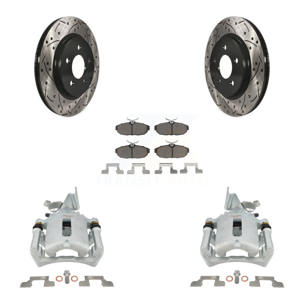 Kit de plaquettes en céramique pour Ford Mustang, étrier enduit de frein à disque arrière, fente de perçage, Rotor