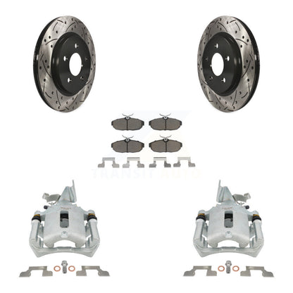 Kit de plaquettes en céramique pour Ford Mustang, étrier enduit de frein à disque arrière, fente de perçage, Rotor