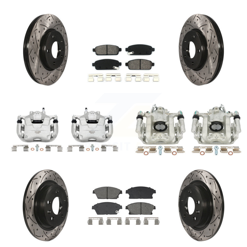 Kit de plaquettes semi-métalliques de Rotor de fente d'étrier de frein avant et arrière (10 pièces) pour Cruz