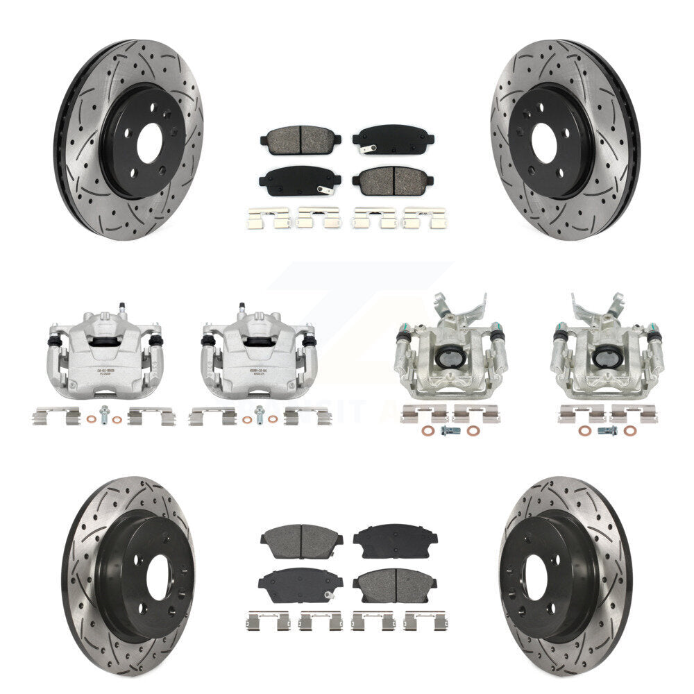 Kit de plaquettes semi-métalliques de rotors de fente d'étrier de frein avant et arrière (10 pièces) pour Tra
