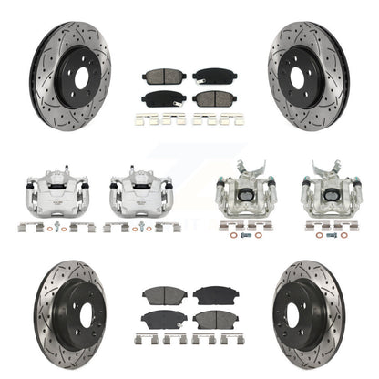 Kit de plaquettes semi-métalliques de rotors de fente d'étrier de frein avant et arrière (10 pièces) pour Tra
