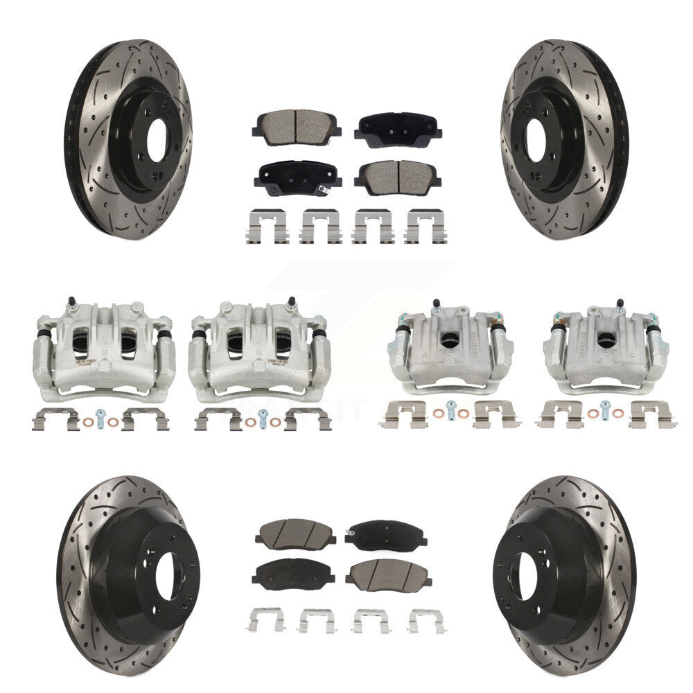 Kit de plaquettes en céramique pour étriers de frein avant et arrière, Rotors à fentes (10 pièces) pour Hyundai F