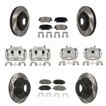 Kit de plaquettes en céramique pour étriers de frein avant et arrière, Rotors à fentes (10 pièces) pour Hyundai F