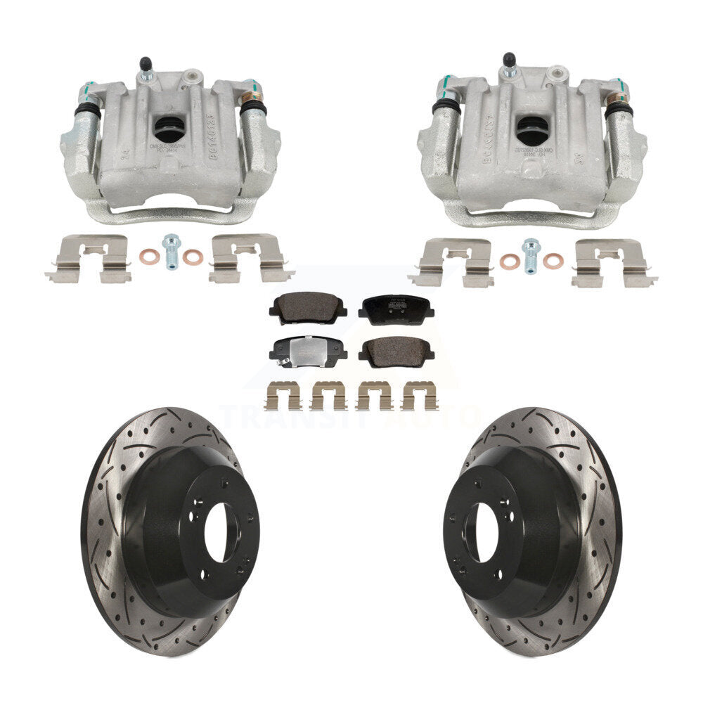 Kit de plaquettes semi-métalliques pour étrier de frein arrière, Rotor à fente percé, pour Hyundai Santa F