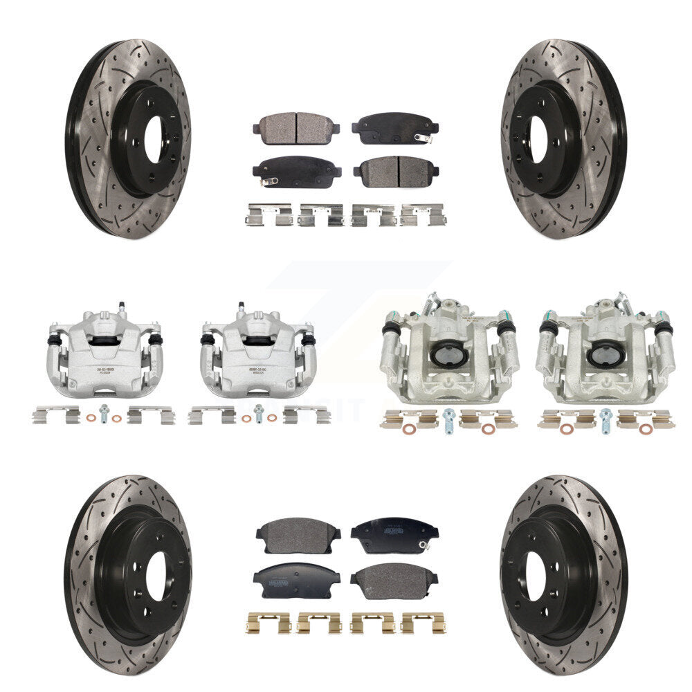 Kit de plaquettes semi-métalliques de Rotor de fente d'étrier de frein avant et arrière (10 pièces) pour Cruz