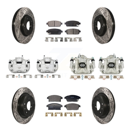 Kit de plaquettes semi-métalliques de Rotor de fente d'étrier de frein avant et arrière (10 pièces) pour Cruz