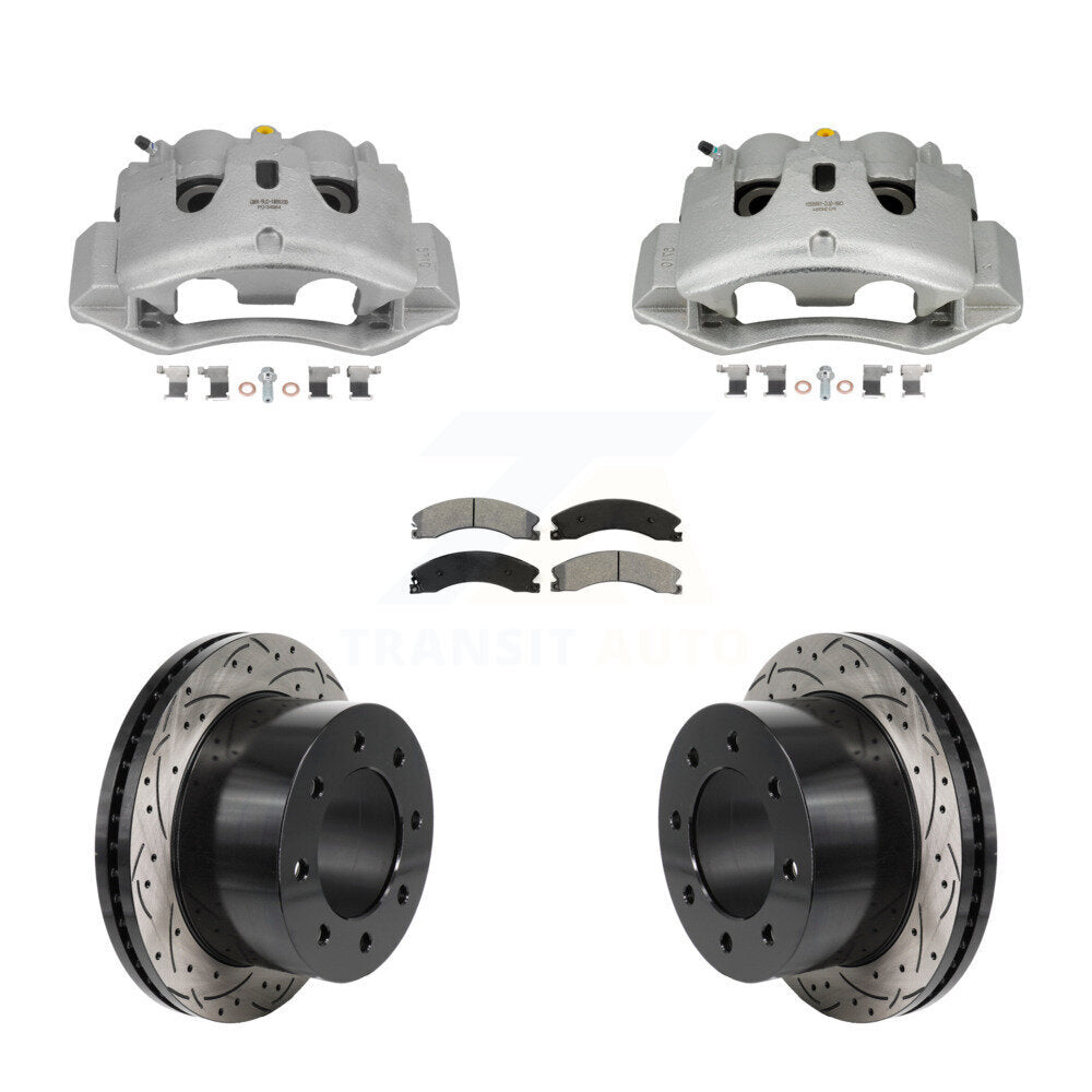 Kit de plaquettes semi-métalliques de Rotor de fente de forage d'étrier de frein arrière pour GMC Sierra 3500 H
