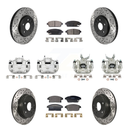Kit de plaquettes semi-métalliques de rotors de fente d'étrier de frein avant et arrière (10 pièces) pour Tra