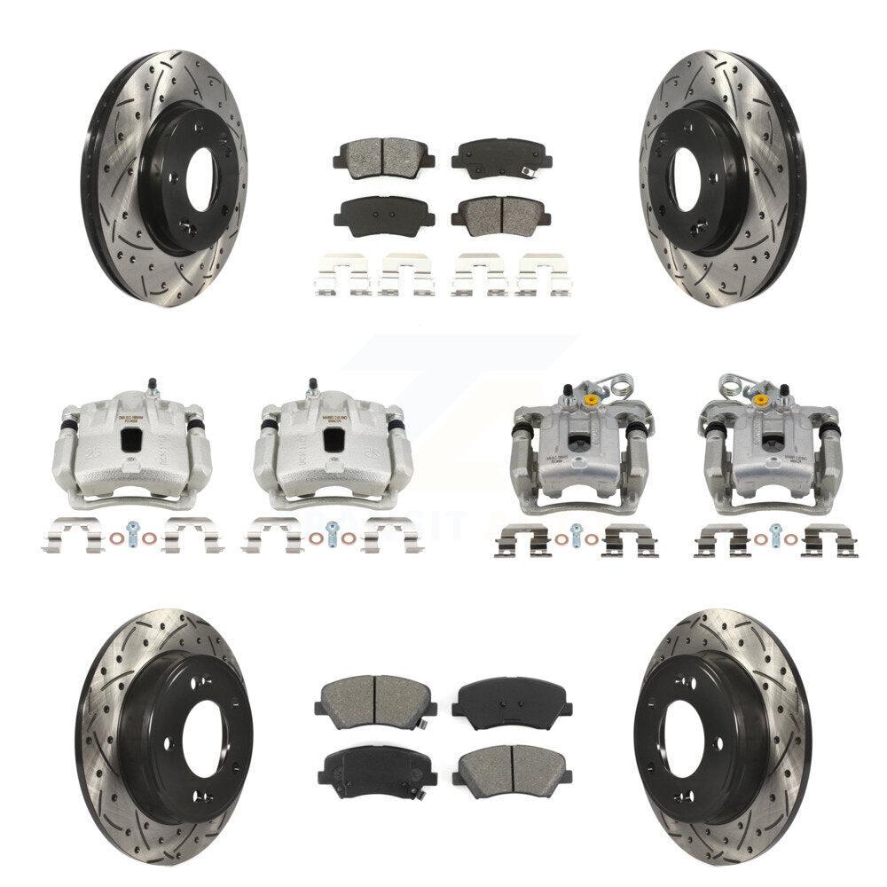 Kit de plaquettes semi-métalliques de Rotor de fente d'étrier de frein avant et arrière (10 pièces) pour Coup