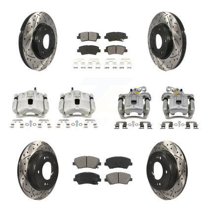 Kit de plaquettes semi-métalliques de Rotor de fente d'étrier de frein avant et arrière (10 pièces) pour Coup