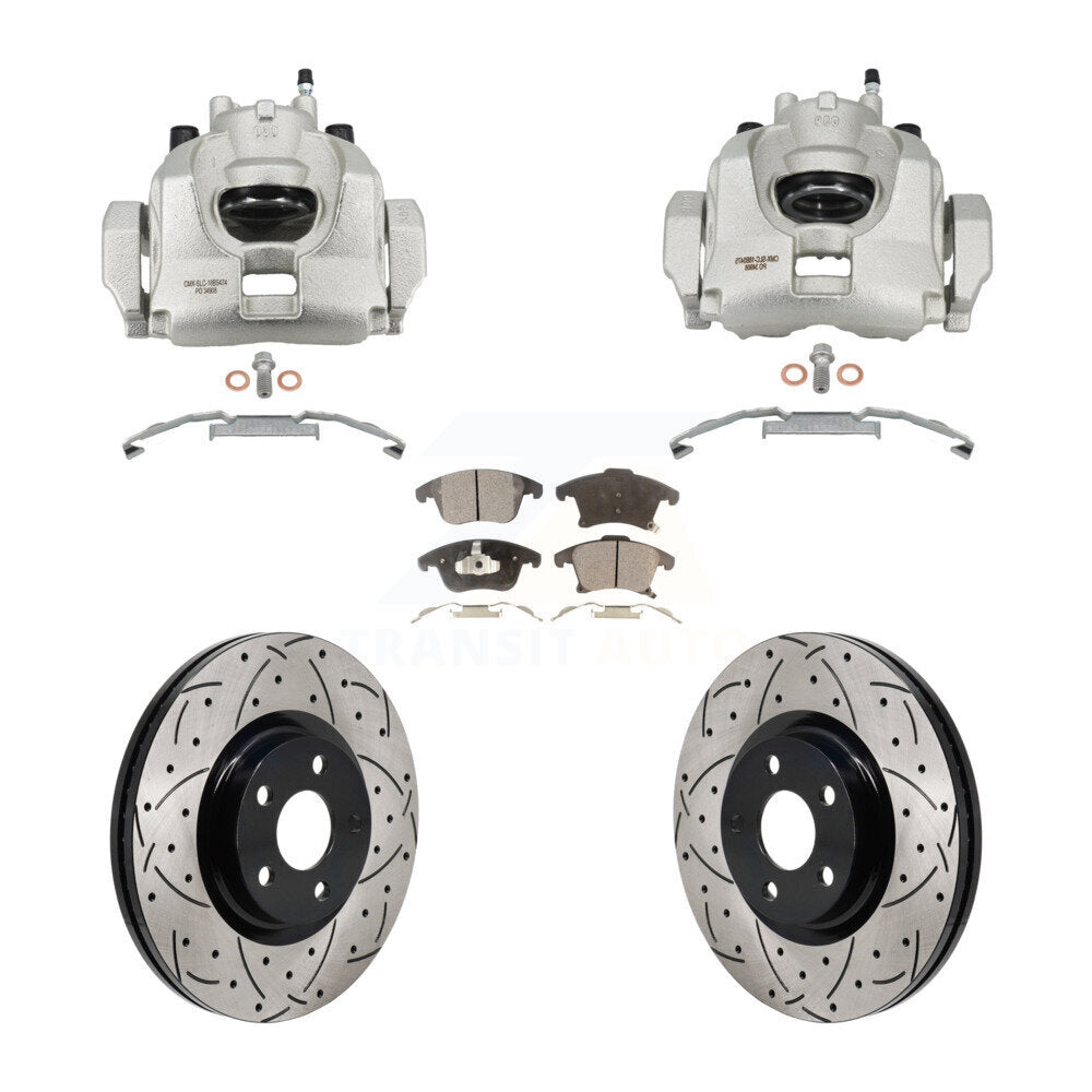 Kit de plaquettes semi-métalliques pour rotors de fente de forage d'étrier de manteau de frein avant pour Lincoln MK