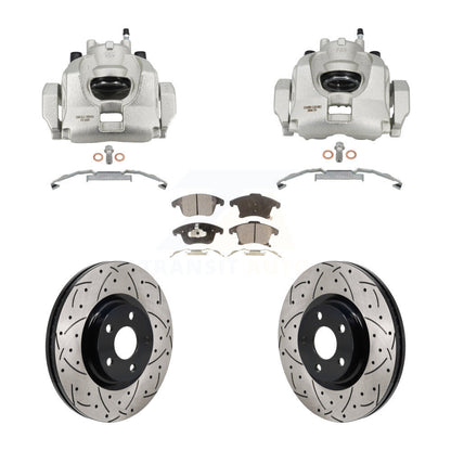 Kit de plaquettes semi-métalliques pour rotors de fente de forage d'étrier de manteau de frein avant pour Lincoln MK