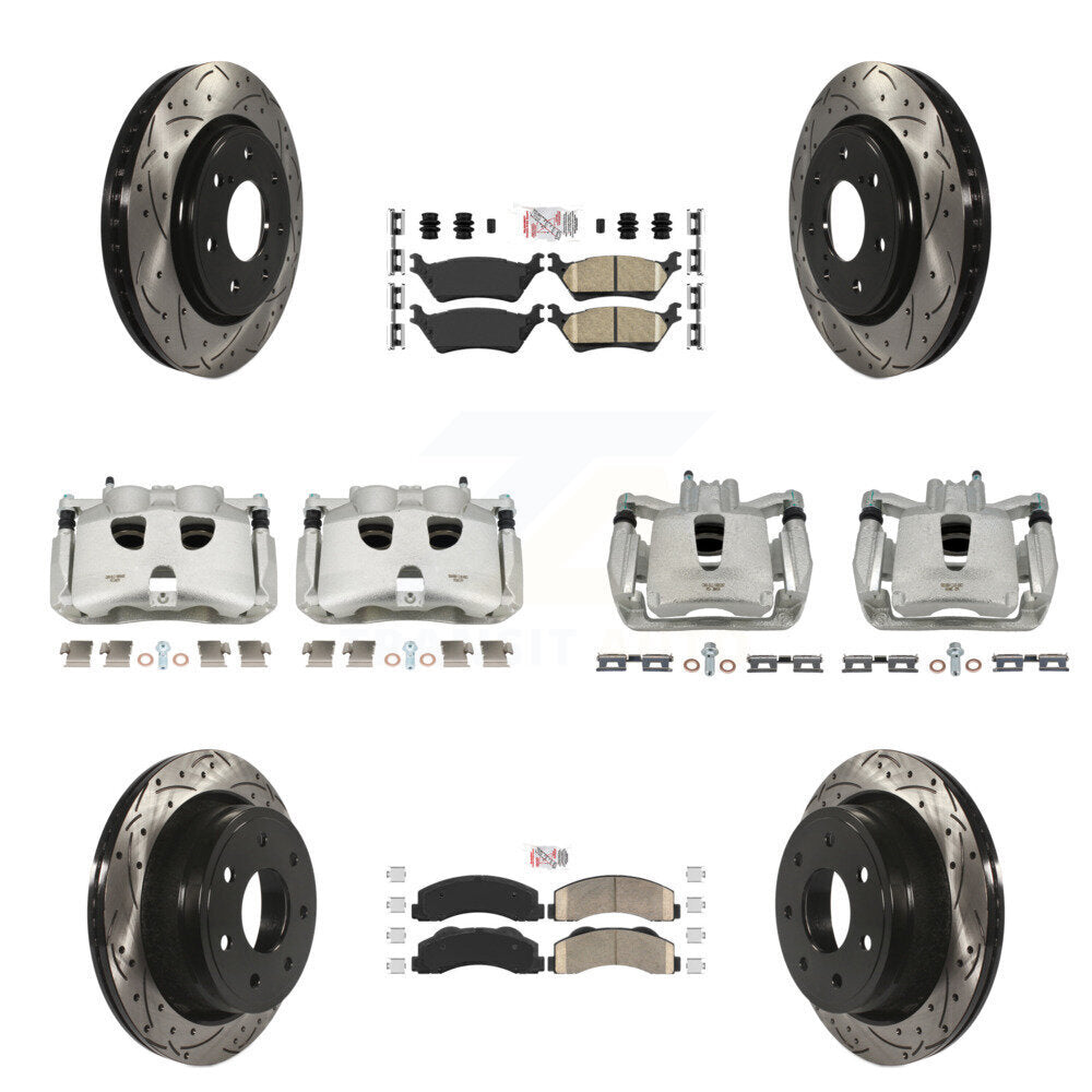 Kit de plaquettes en céramique pour étriers de frein avant et arrière, Rotors à fentes (10 pièces) pour Ford F-15
