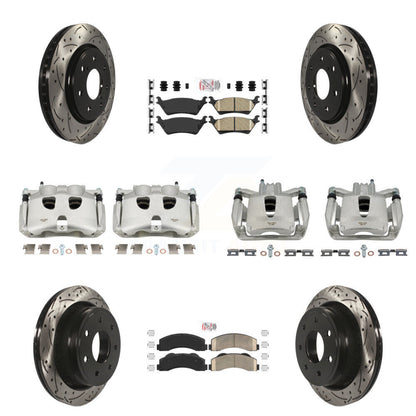 Kit de plaquettes en céramique pour étriers de frein avant et arrière, Rotors à fentes (10 pièces) pour Ford F-15
