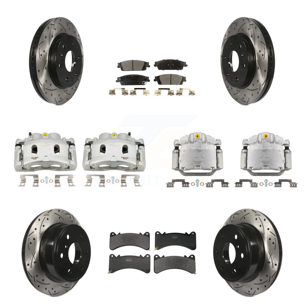 Kit de plaquettes semi-métalliques pour étrier de frein avant et arrière, Rotor à fente percé (10 pièces) pour GM