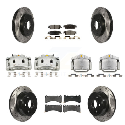 Kit de plaquettes semi-métalliques pour étrier de frein avant et arrière, Rotor à fente percé (10 pièces) pour GM