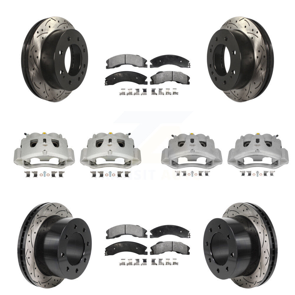 Kit de plaquettes semi-métalliques pour étrier de frein avant et arrière, Rotor à fente percé (10 pièces) pour GM