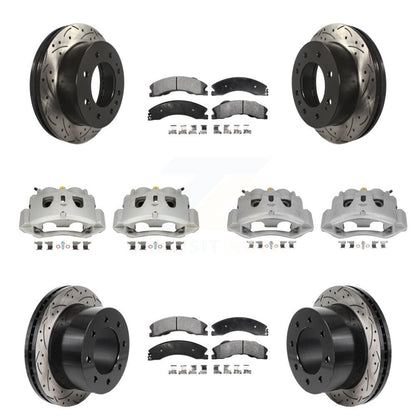 Kit de plaquettes semi-métalliques pour étrier de frein avant et arrière, Rotor à fente percé (10 pièces) pour GM