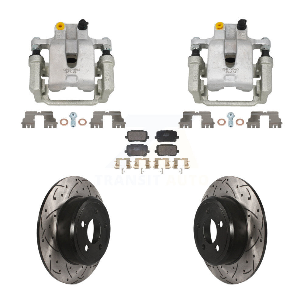 Kit de plaquettes semi-métalliques de Rotor de fente de foret d'étrier de manteau de frein arrière pour Dodge Charge