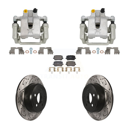 Kit de plaquettes semi-métalliques de Rotor de fente de foret d'étrier de manteau de frein arrière pour Dodge Charge