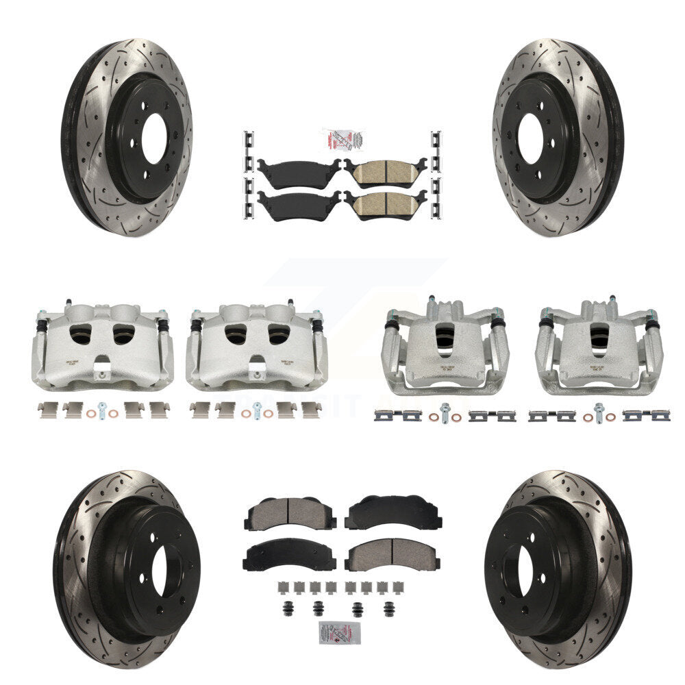 Kit de plaquettes en céramique pour étriers de frein avant et arrière, Rotors à fentes (10 pièces) pour Ford F-15