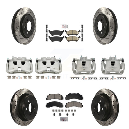 Kit de plaquettes en céramique pour étriers de frein avant et arrière, Rotors à fentes (10 pièces) pour Ford F-15