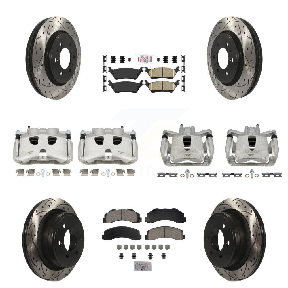 Kit de plaquettes en céramique pour étriers de frein avant et arrière, Rotors à fentes (10 pièces) pour Ford F-15