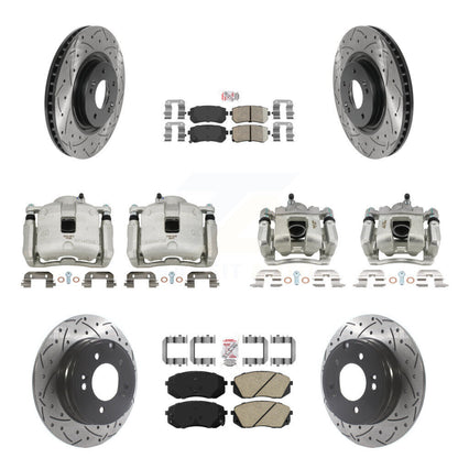 Kit de plaquettes en céramique pour perceuse à étrier de frein avant et arrière, Rotors fendus, pour Hyundai Tucso