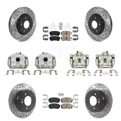 Kit de plaquettes en céramique pour étriers de frein avant et arrière, Rotors à fentes (10 pièces) pour Kia Optim