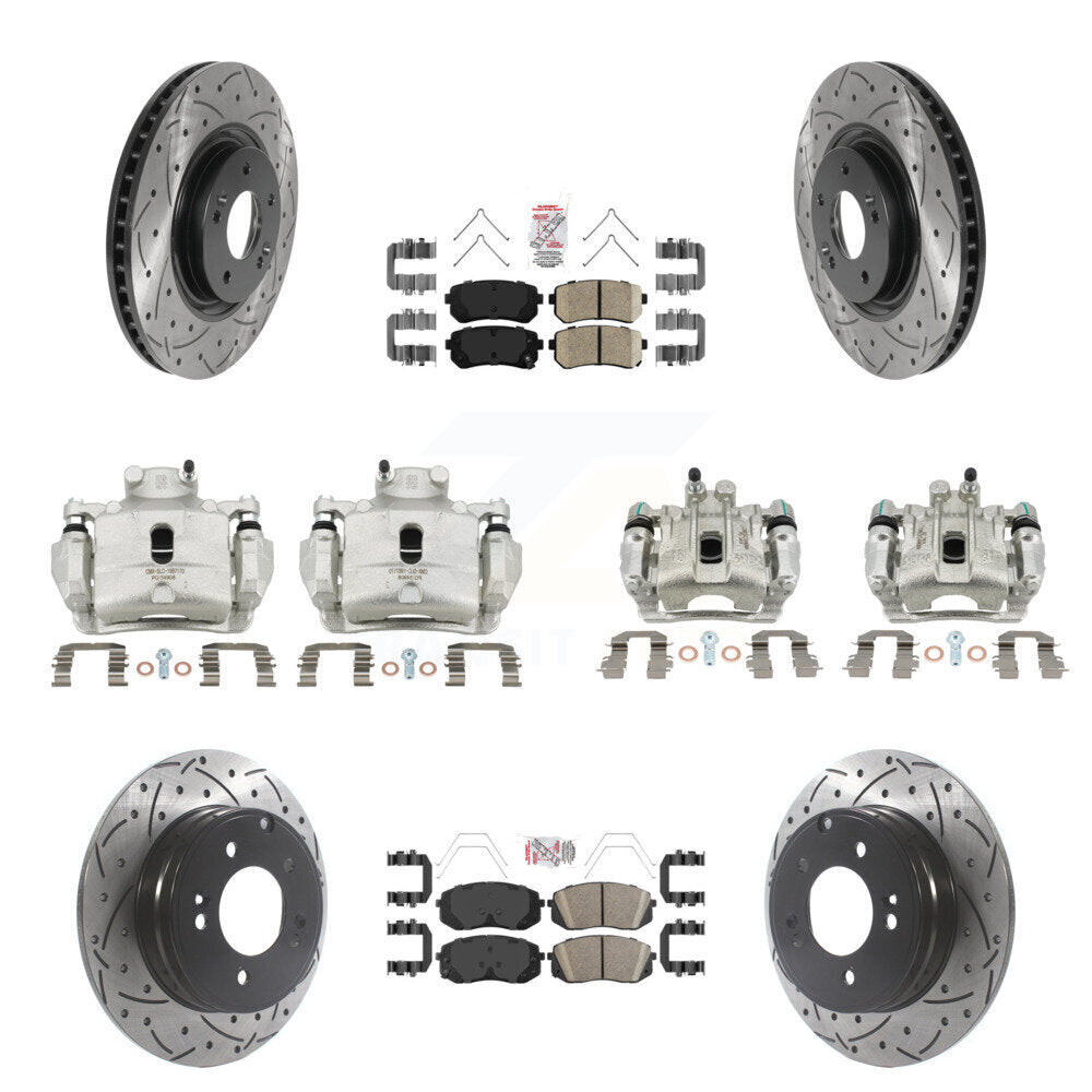 Kit de plaquettes en céramique pour étriers de frein avant et arrière, Rotors à fentes (10 pièces) pour Kia Optim