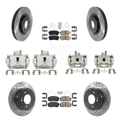 Kit de plaquettes en céramique pour étriers de frein avant et arrière, Rotors à fentes (10 pièces) pour Kia Optim