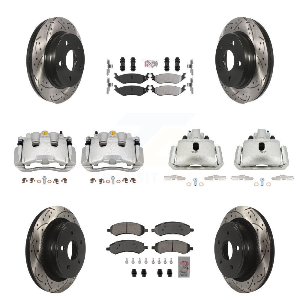 Kit de plaquettes semi-métalliques de Rotor de fente d'étrier de frein avant et arrière (10 pièces) pour Aspe