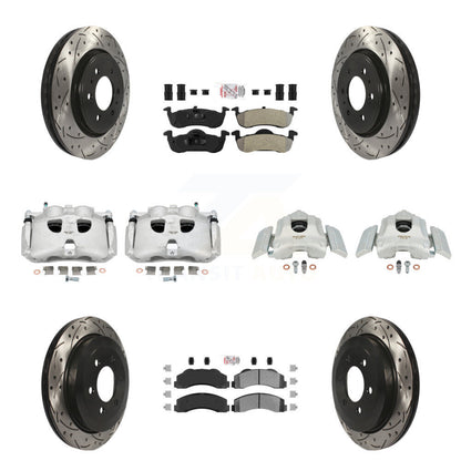 Kit de plaquettes semi-métalliques pour étriers de frein avant et arrière, Rotors à fentes (10 pièces) pour